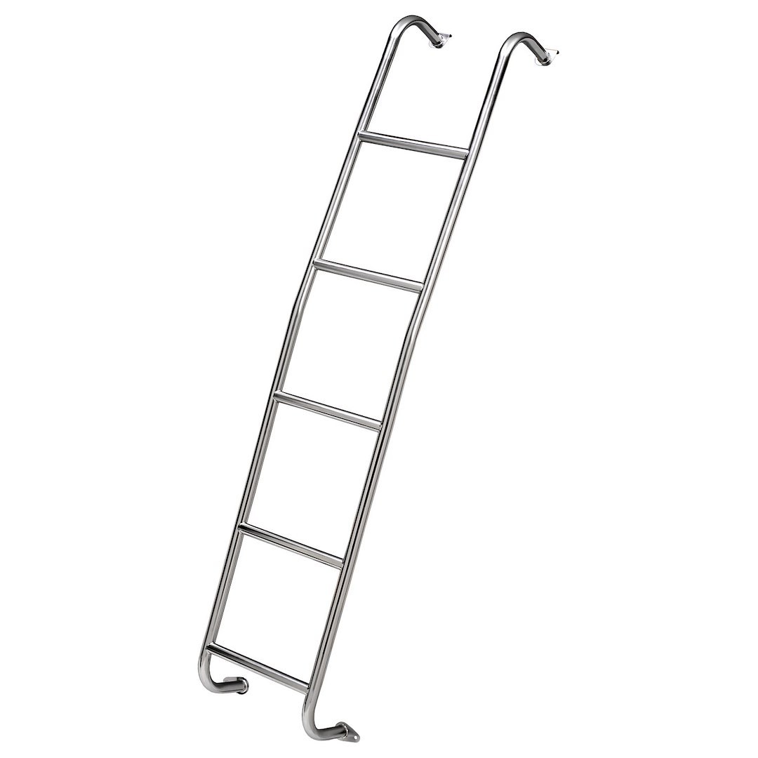 Surco Rear Door Ladder, Non-Slip Tubular, 4 Rungs, Electro-Polished, Silver, Stainless Steel, Over the Door Hooks, Standard Roof – 093TM