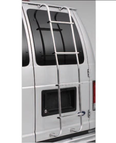 Surco Rear Door Ladder, Non-Slip Tubular, 4 Rungs, Electro-Polished, Silver, Aluminum, Universal Mount – 103