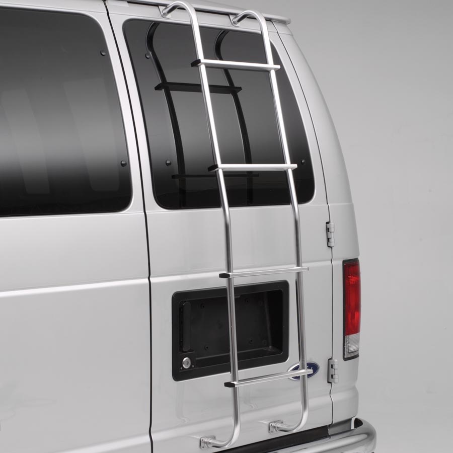 Surco Rear Door Ladder, Non-Slip Tubular, 4 Rungs, Electro-Polished, Aluminum, Over the Door Hooks – 200C