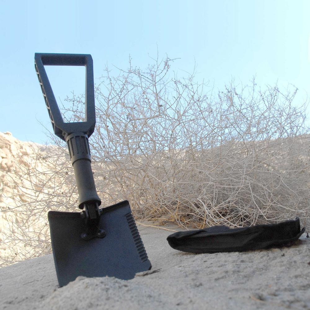 Smitty Bilt Shovel, Rut Series, Powder Coated Black, Carbon Steel Blade with Polycarbonate Handle and Neck, Folding – 2728
