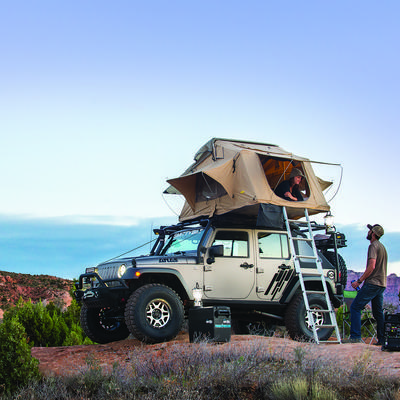 Smitty Bilt Tent, Overlander®, Car Top, 95 Inch Width X 56 Inch Length X 51 Inch Height, Waterproof Material with Aluminum Poles, Mesh Windows – 2783