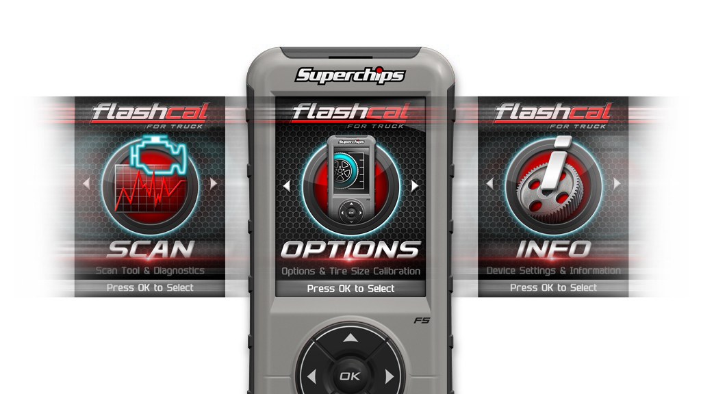 Superchips Speedometer Calibrator, Flashcal, Corrects for Gear/Axle Swaps, Reads and Clears Diagnostic Trouble Codes, Internet Updateable – 1545