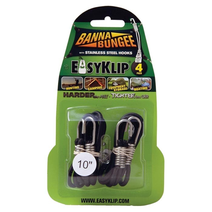 Store Solut Bungee Cord, Easyklip ® Bannabungee ™, Four 10 Inch Length, Black, Carded – 49101SS