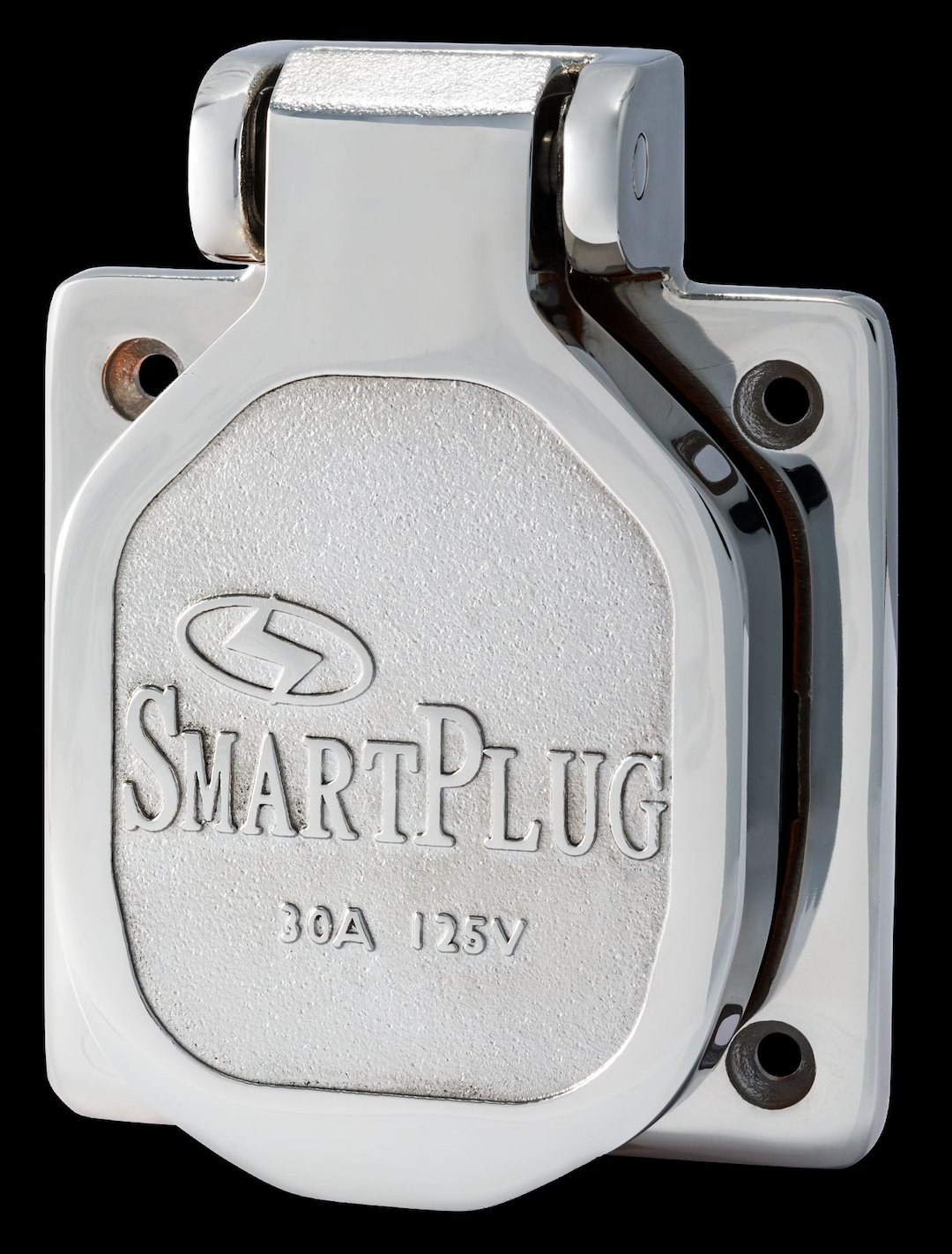 Smart Plug Power Inlet Port, Manual Power Disconnect, 30 Ampere, 125 Volt, Boatside Male Inlet, Stainless Steel, Multi Point Locking System – BM30NT