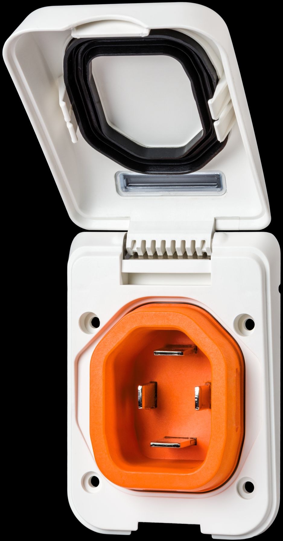 Smart Plug Power Inlet Port, Manual Power Disconnect, 50 Ampere, 125/ 250 Volt, Boatside Male Inlet, White, Non-Metallic – BM50PW