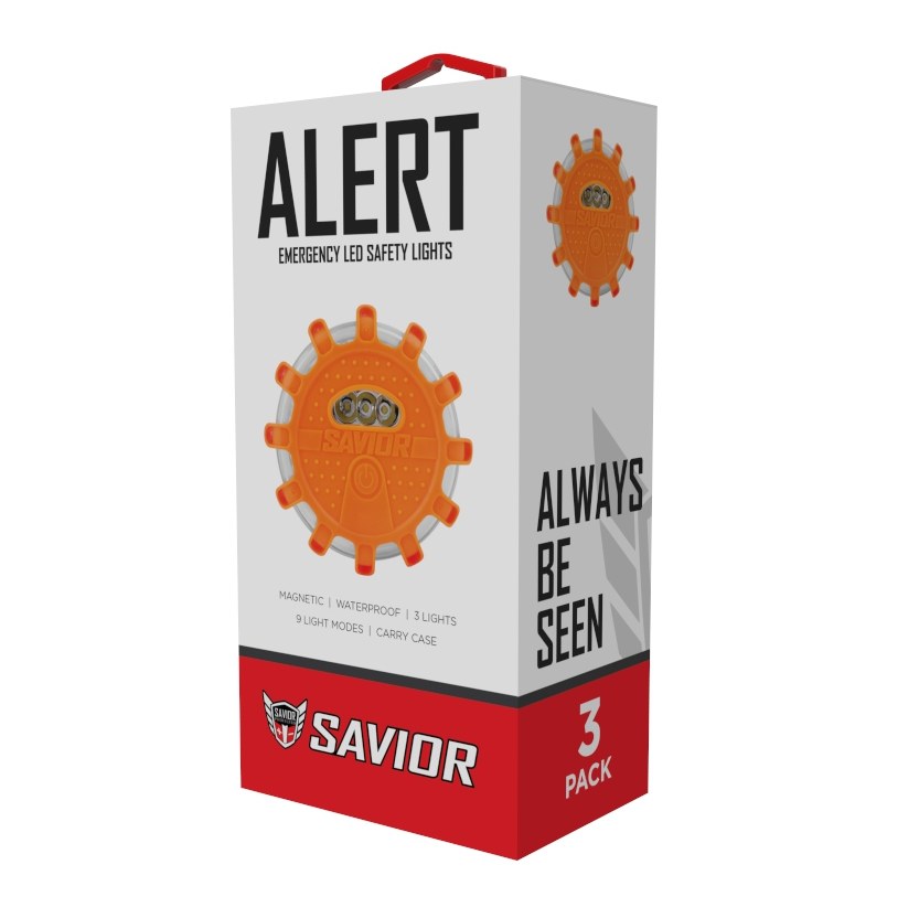 Savior Prod Safety Flare, Alert ™, Battery Powered, LED, Pack of 3 – 100-00251