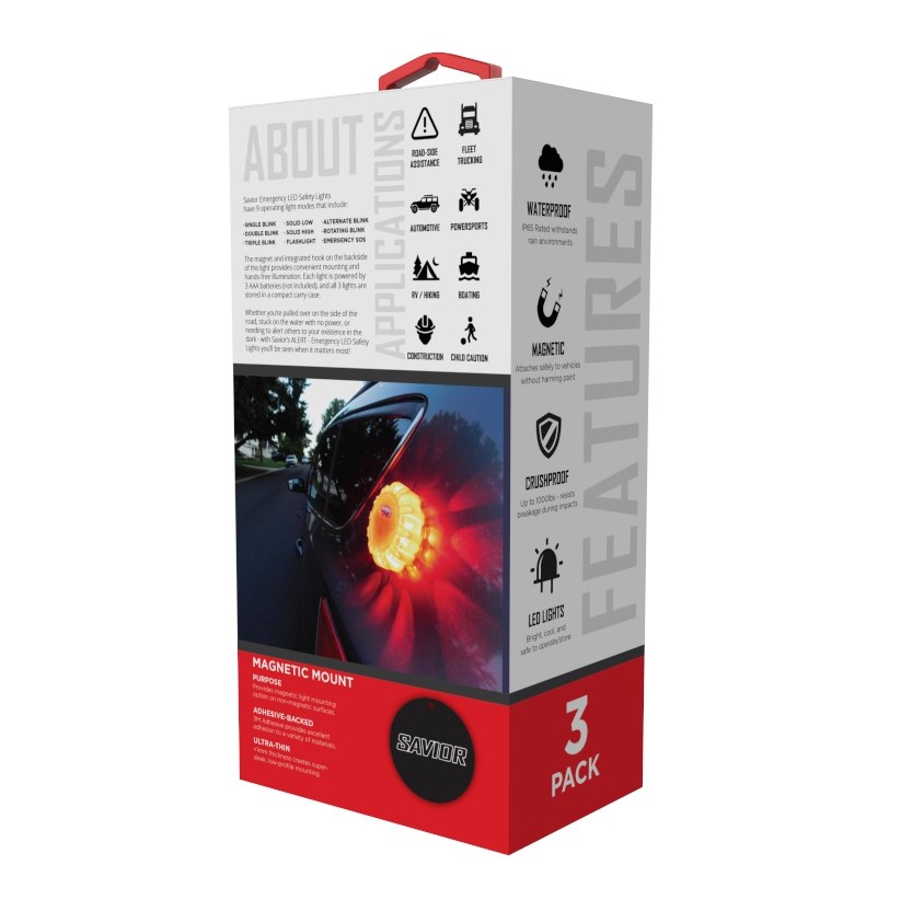 Savior Prod Safety Flare, Alert ™, Battery Powered, LED, Pack of 3 – 100-00251