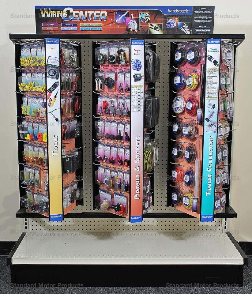 Standard Motor Products Point of Purchase Display, Handypack ®, Electrical Parts Display, Triple Spinning Rack – HP50