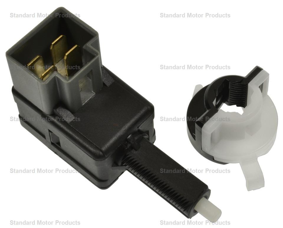 Standard Motor Products Brake Light Switch, 4 Blade Terminals, 12 Volt, Black/ Gray, Plastic, With Mounting Brackets – SLS-514