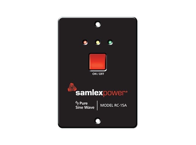 Samlex Amer Power Inverter Remote Control, For Use with Pst Series 600 Watt and 1000 Watt Inverter Models, LED Indicator Display, Black – RC-15A