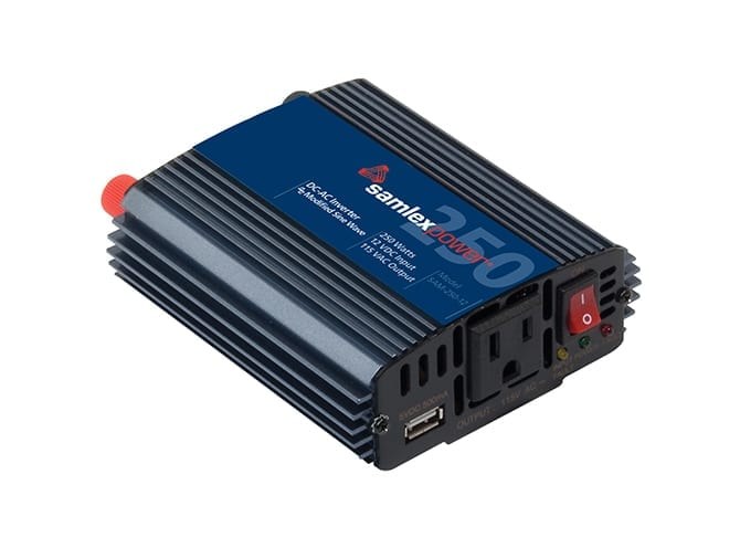 Samlex Amer Power Inverter, Sam Series, Inverts 12 Volt DC to 115 Volt AC, 250 Watt, 25 Amp Continuous Output, 90 Percent Efficiency – SAM-250-12