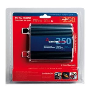 Samlex Amer Power Inverter, Sam Series, Inverts 12 Volt DC to 115 Volt AC, 250 Watt, 25 Amp Continuous Output, 90 Percent Efficiency – SAM-250-12