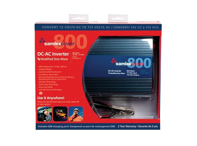 Samlex Amer Power Inverter, Sam Series, Inverts 12 Volt DC to 115 Volt AC, 800 Watt, 80 Amp Continuous Output, 90 Percent Efficiency – SAM-800-12