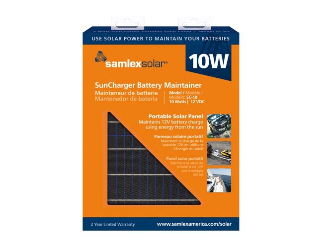Samlex Amer Battery Charger, Suncharger, For 12 Volt Batteries, 10 Watt Solar Panel Charger, Solar Power Supply, 0.82 Amp Charging Current – SC-10