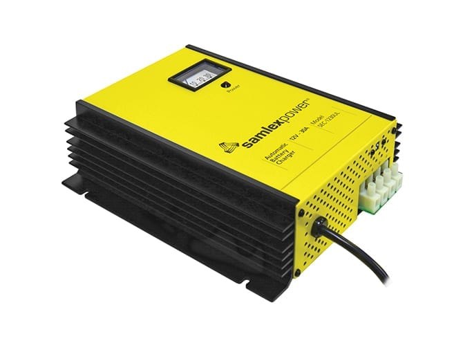 Samlex Amer Battery Charger, For 12 Volt Batteries, 3 Bank Charger, 120 Volt/ 230 Volt AC User Selectable Power Supply – SEC-1230UL