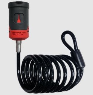 Strattec Sec Cable Lock, 6 Foot Length, Key Lock, 1/4 Inch Black Vinyl Coated Coiled Cable, Opens with Vehicle Ignition Key, 84 Groove Port – 7018452