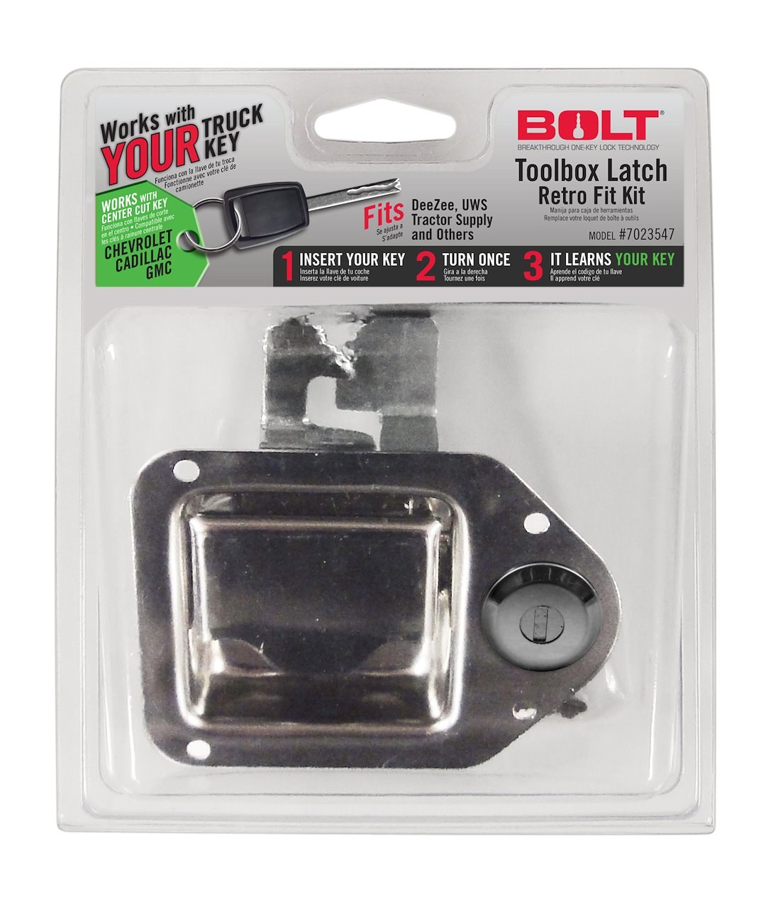 Strattec Sec Tool Box Latch, Paddle Latch, Locking, Stainless Steel, Opens with Vehicle Ignition Key, For GM Center Cut Key – 7023547