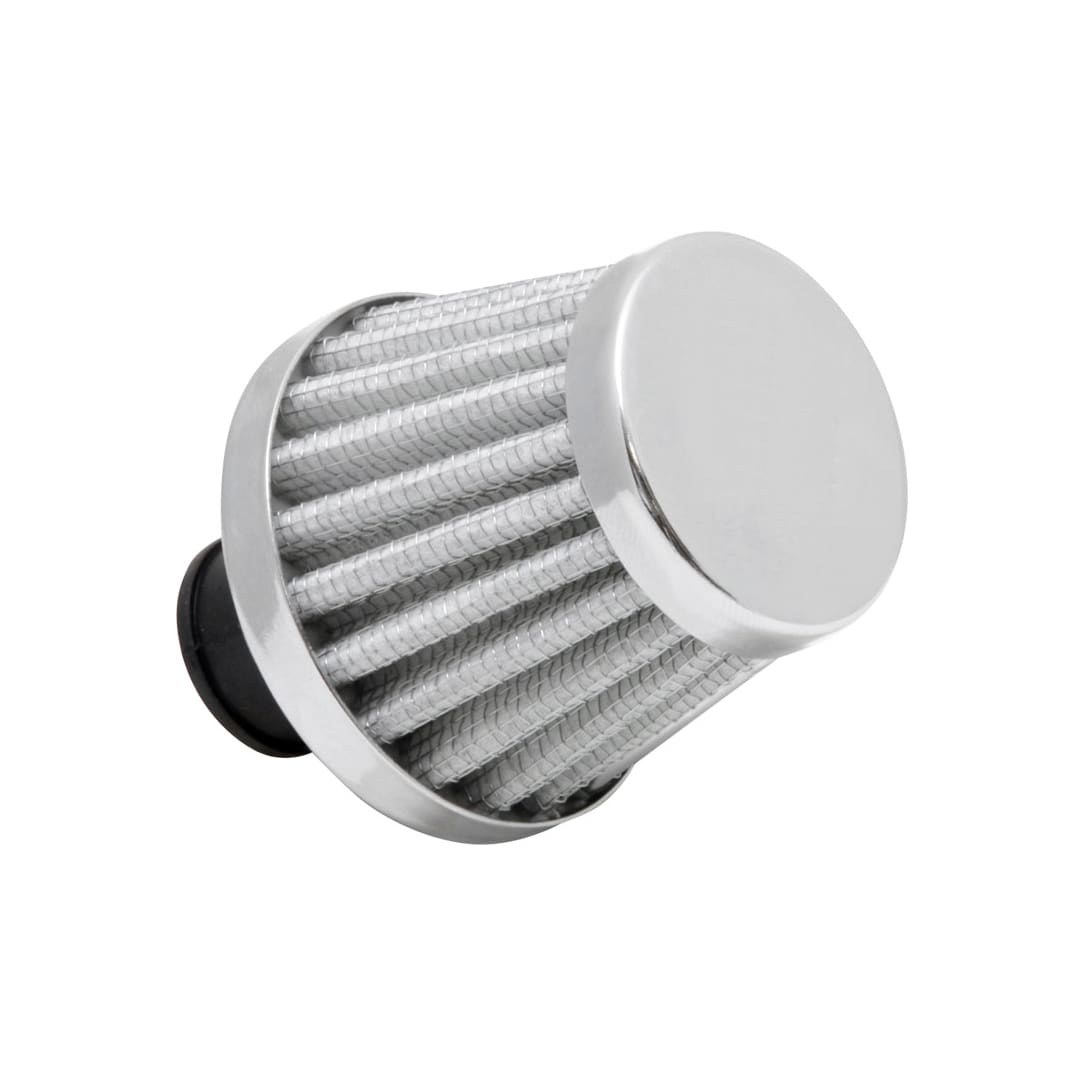 Spectre Crankcase Breather Filter, Clamp-On Mini Cone with 10 Millimeter Inside Diameter Inlet/ Gray Filter, With Black Base/ Chrome Top – 3998