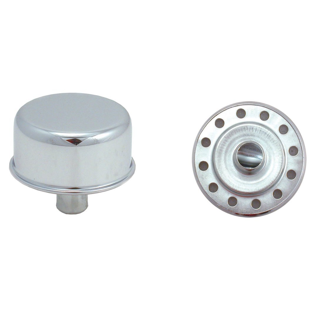 Spectre Crankcase Breather Cap, Round, 3/4 Inch Diameter, Push IN, Chrome, Without Grommet – 4300