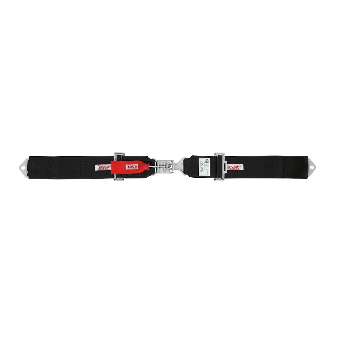 Simpson Race Seat Belt, 16.1 Sfi Rated, Not DOT Street Approved, 2 Point, 3 Inch Width, Latch and Link, Black, Single, 55 Inch Length – 29024BK