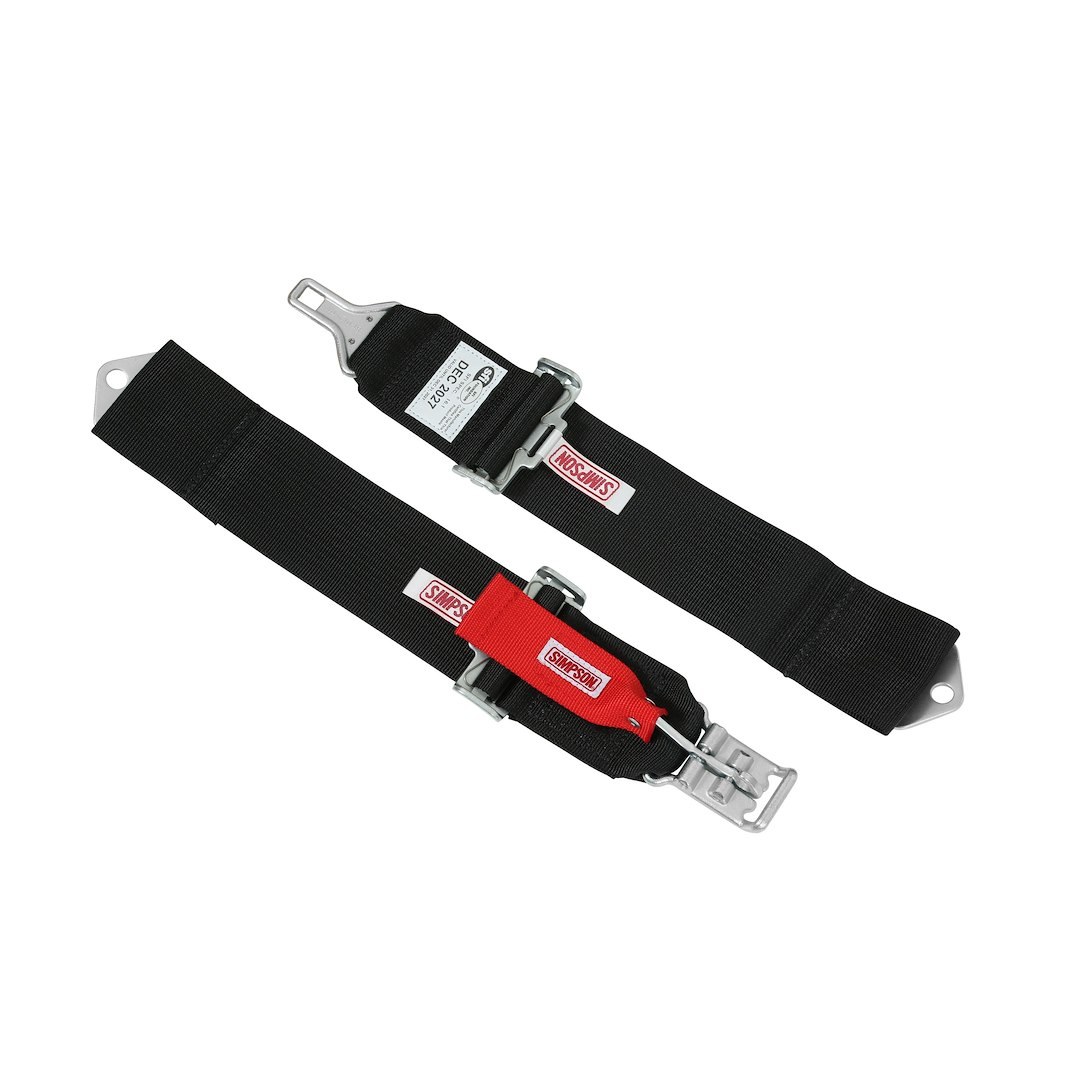 Simpson Race Seat Belt, 16.1 Sfi Rated, Not DOT Street Approved, 2 Point, 3 Inch Width, Latch and Link, Black, Single, 55 Inch Length – 29024BK