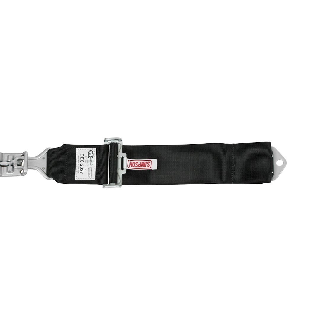 Simpson Race Seat Belt, 16.1 Sfi Rated, Not DOT Street Approved, 2 Point, 3 Inch Width, Latch and Link, Black, Single, 55 Inch Length – 29024BK