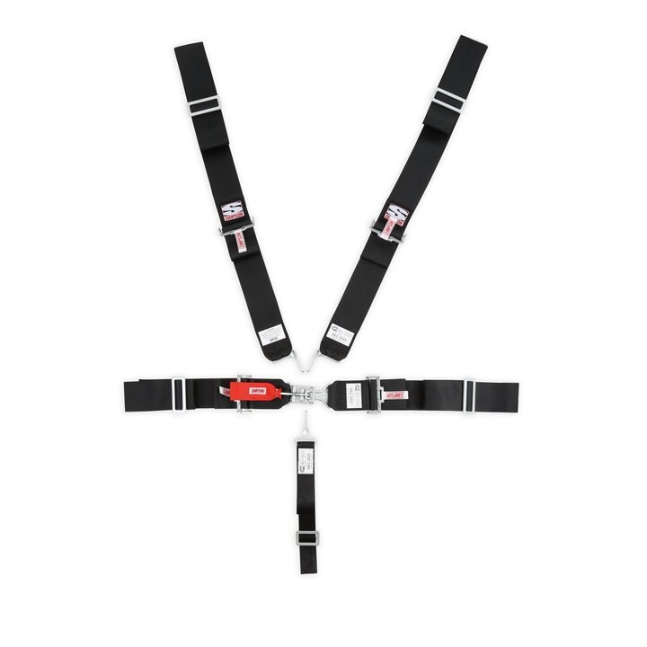 Simpson Race Seat Belt, 16.1 Sfi Rated, Not DOT Street Approved, 5 Point, 3 Inch Width, Latch and Link, Black, Single, 55 Inch Length – 29043BK