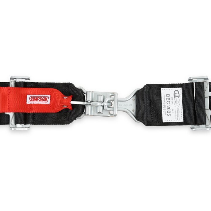 Simpson Race Seat Belt, 16.1 Sfi Rated, Not DOT Street Approved, 5 Point, 3 Inch Width, Latch and Link, Black, Single, 55 Inch Length – 29043BK