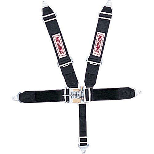 Simpson Race Seat Belt, Latch F/X Driver Restraint System, 16.1 Sfi Rated, Not DOT Street Approved, 5 Point, 3 Inch Width, Latch and Link – 29073BK