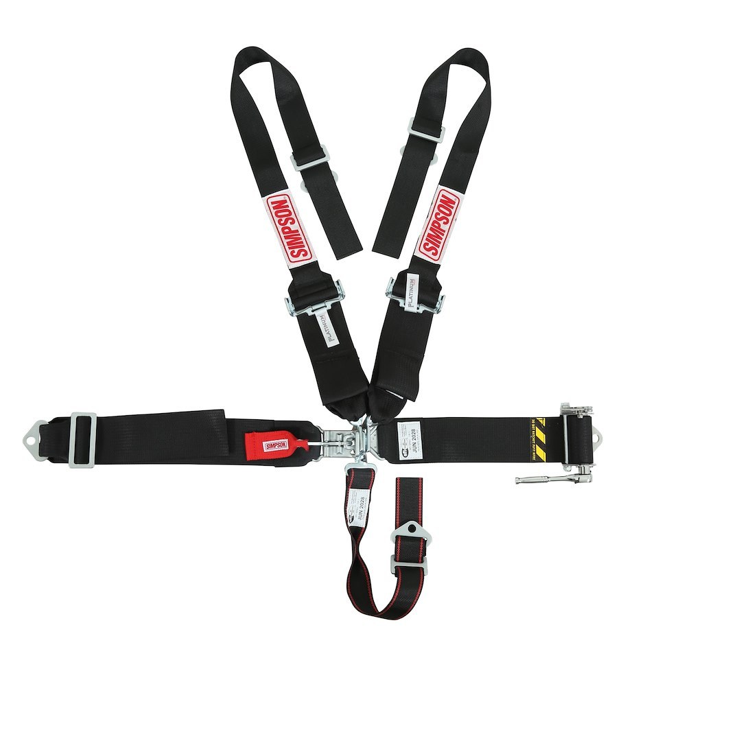 Simpson Race Seat Belt, 16.1 Sfi Rated, Not DOT Street Approved, 5 Point, 3 Inch Width, Latch and Link, Black, Single, 55 Inch Length – SB51203