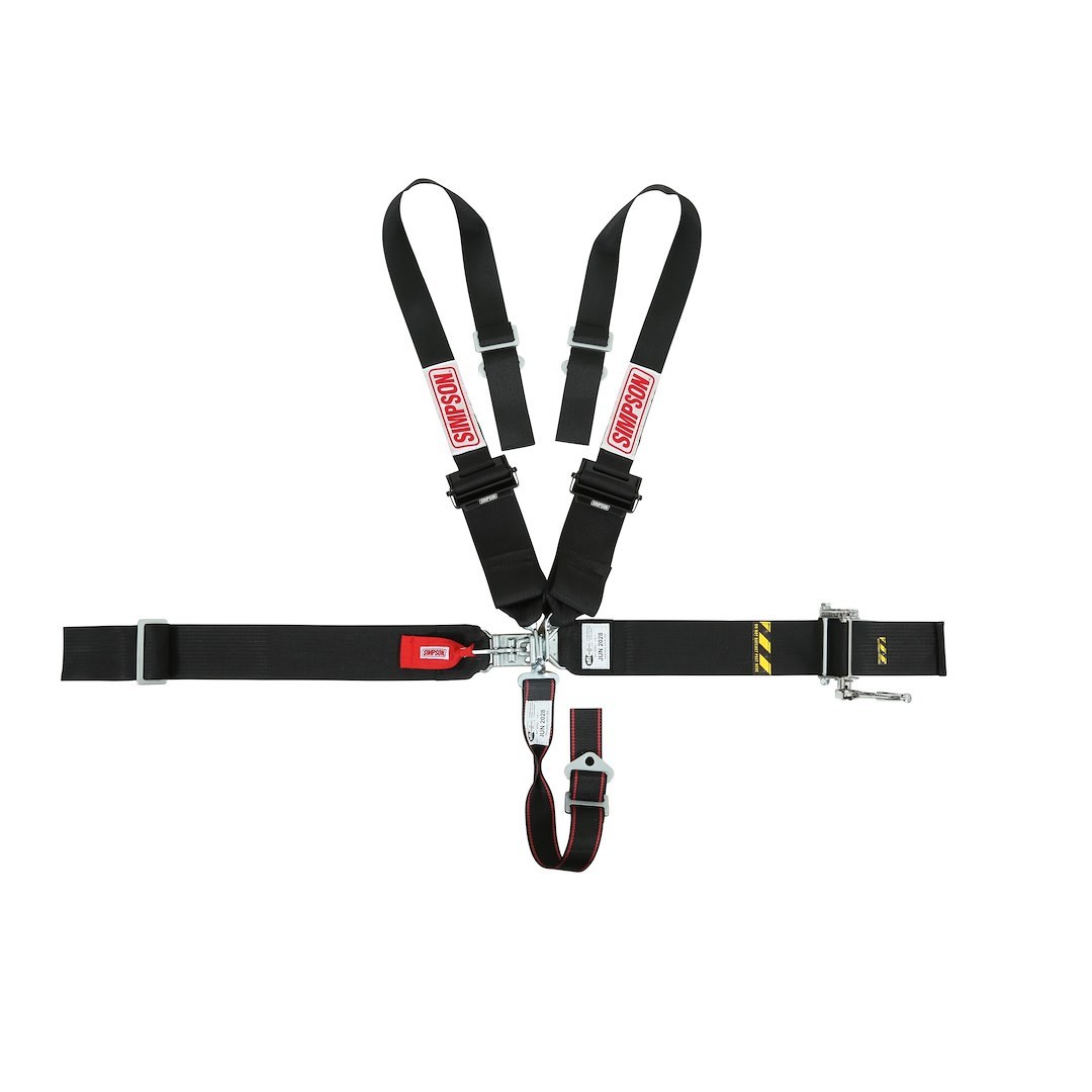 Simpson Race Seat Belt, 16.1 Sfi Rated, Not DOT Street Approved, 5 Point, 3 Inch Width, Latch and Link, Black, Single, 55 Inch Length – SB51204