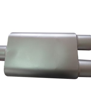SpeedFX Exhaust Muffler, Fx Aluminized Steel Mufflers, 4 X 9 Inch Aluminized Steel Case, Single 3 Inch Center Inlet, Dual 3 Inch Outlet – 3007AS