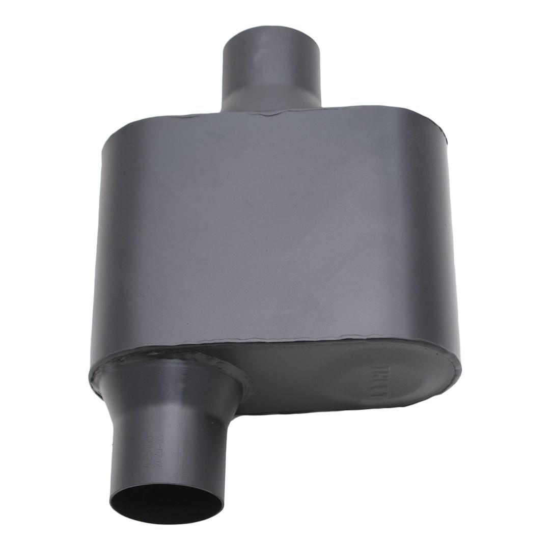SpeedFX Exhaust Muffler, 409 Stainless Steel, Single 2-1/2 Inch Offset Inlet, Single 2-1/2 Inch Offset Outlet, Black – 425160
