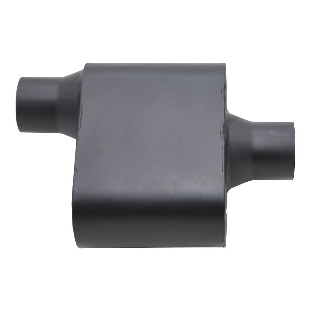 SpeedFX Exhaust Muffler, 409 Stainless Steel, Single 2-1/2 Inch Offset Inlet, Single 2-1/2 Inch Offset Outlet, Black – 425160