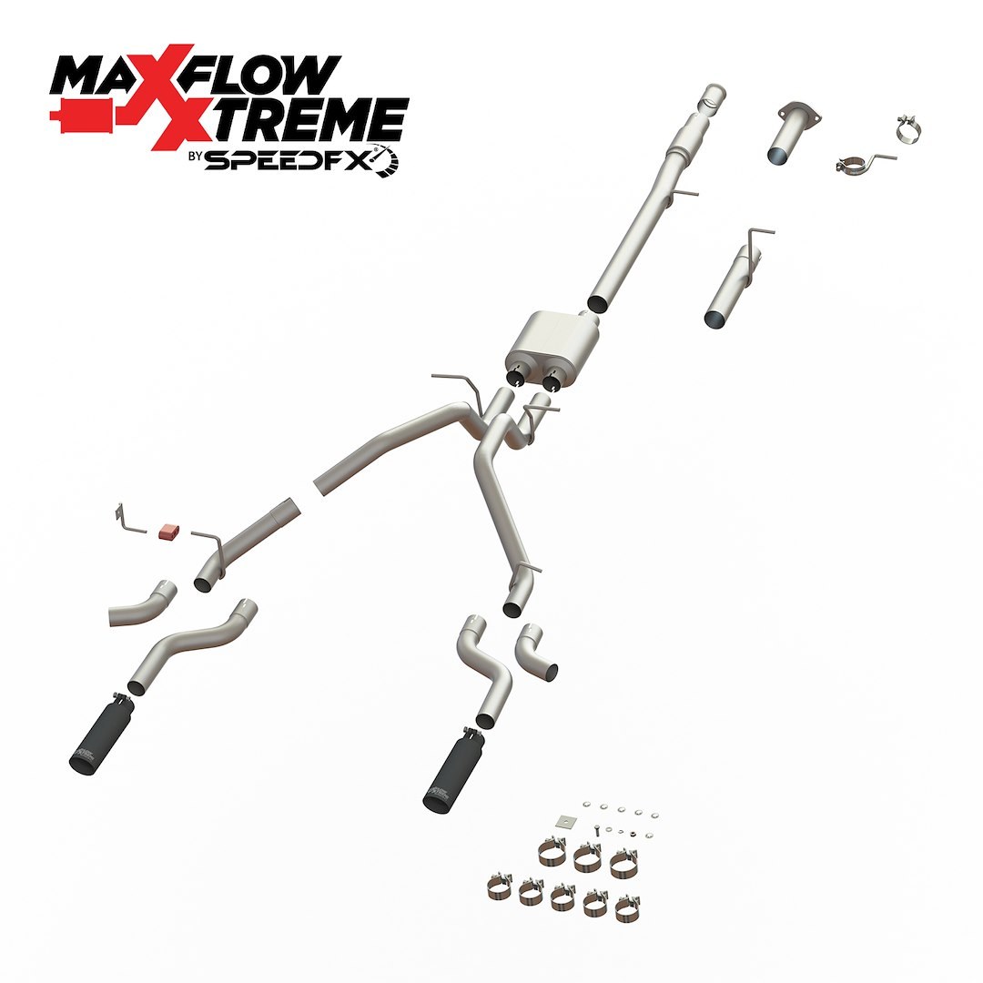 SpeedFX Exhaust System Kit, Maxflow Xtreme Cat Back System, 304 Stainless Steel, With Maxflow Xtreme Muffler, 3 Inch Inlet Diameter – 50100