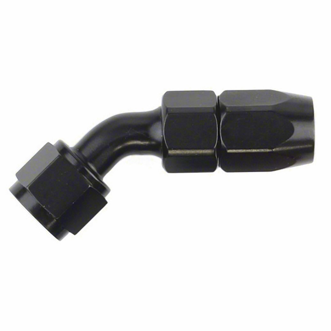 SpeedFX Hose End Fitting, Full Swivel, -4AN, 45 Degree, Anodized, Black, Aluminum, Single – 510445BK