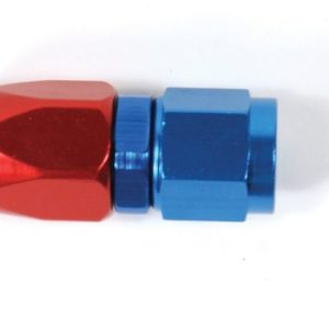 SpeedFX Hose End Fitting, Full Swivel, -6AN, Straight, Anodized, Red/Blue, Aluminum, Single – 510600