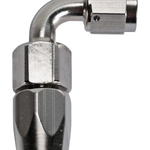 SpeedFX Hose End Fitting, Full Swivel, -6AN, 90 Degree, Electro Nickel Plated, Aluminum, Single – 510690E
