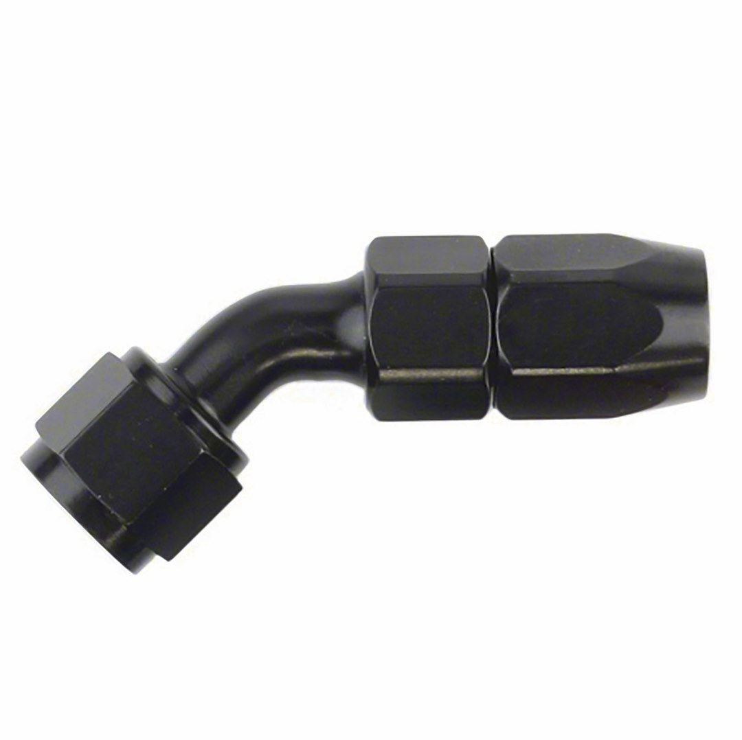 SpeedFX Hose End Fitting, Full Swivel, -10AN, 45 Degree, Anodized, Black, Aluminum, Single – 511045BK