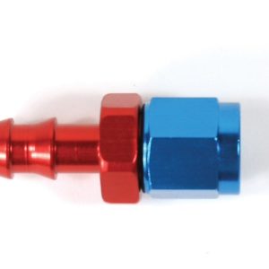 SpeedFX Hose End Fitting, Full Swivel, Push on, -6AN, Straight, Anodized, Red/Blue, Aluminum, Single – 520600