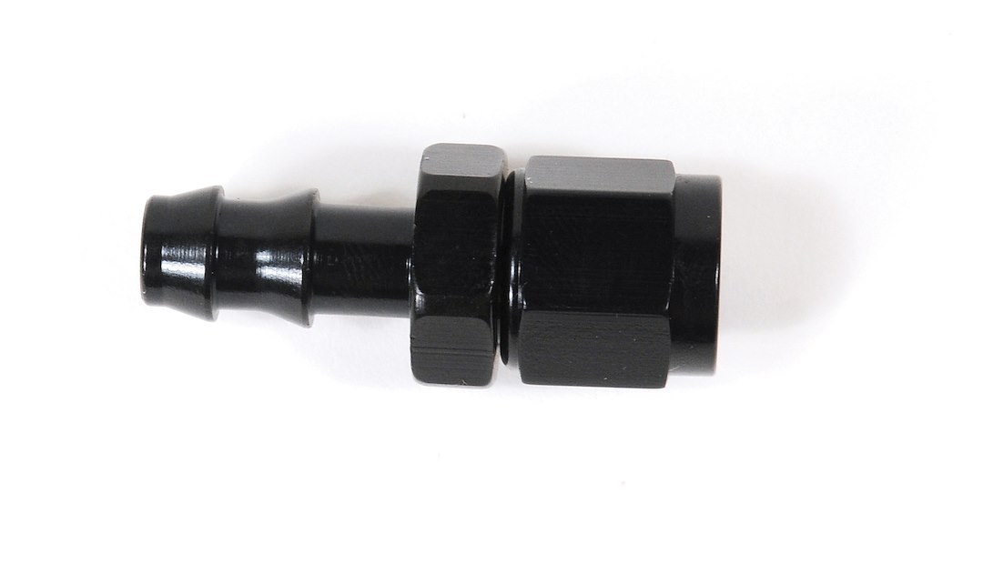 SpeedFX Hose End Fitting, Full Swivel, Push on, -6AN Straight, Anodized, Black, Aluminum, Single – 520600BK