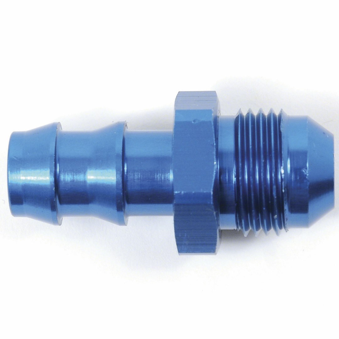 SpeedFX Adapter Fitting, -6AN Straight Barb to -6AN Straight Flare, Blue, Anodized Aluminum, Single – 520608