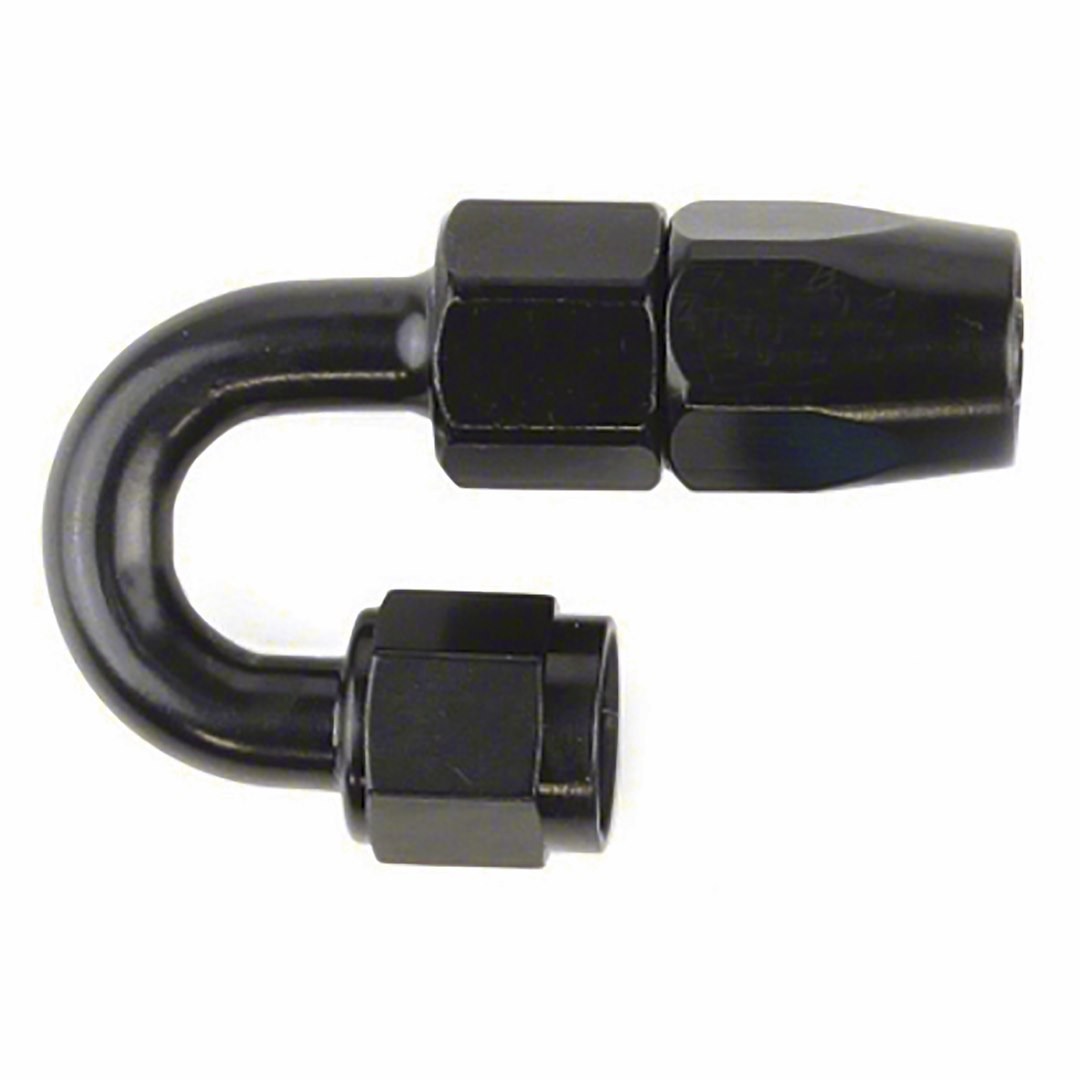 SpeedFX Hose End Fitting, Full Swivel, -8AN, 180 Degree, Anodized, Black, Aluminum, Single – 520880BK