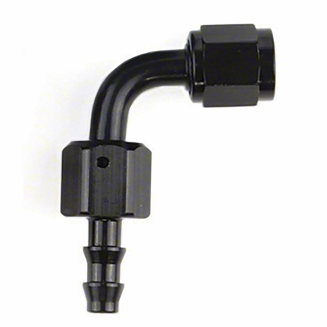 SpeedFX Hose End Fitting, Full Swivel, Push on, -8AN, 90 Degree, Anodized, Black, Aluminum, Single – 520890BK