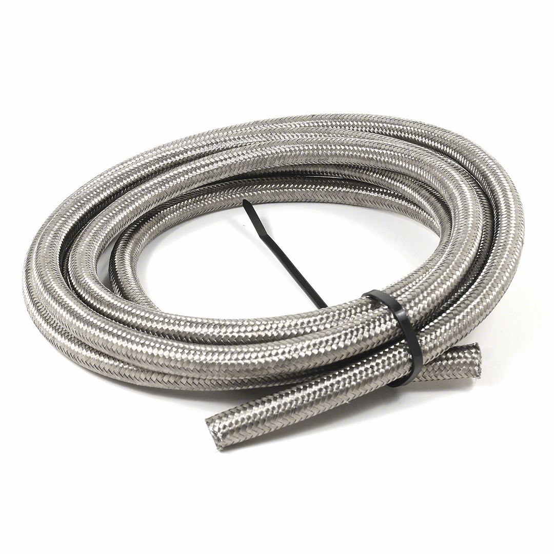 SpeedFX Braided Hose, For Use with Hydrocarbon and Alcohol Based Fuels/ Motor Oil/ Coolant, -6AN, 20 Foot Length, Stainless Steel Braid – 5320620