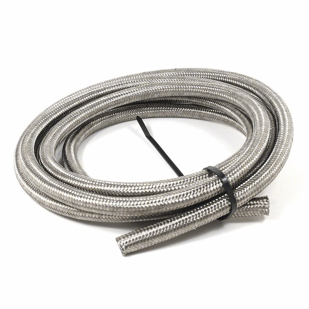 SpeedFX Braided Hose, For Use with Hydrocarbon and Alcohol Based Fuels/ Motor Oil/ Coolant, -10AN, 3 Foot Length, Stainless Steel Braid – 5321003