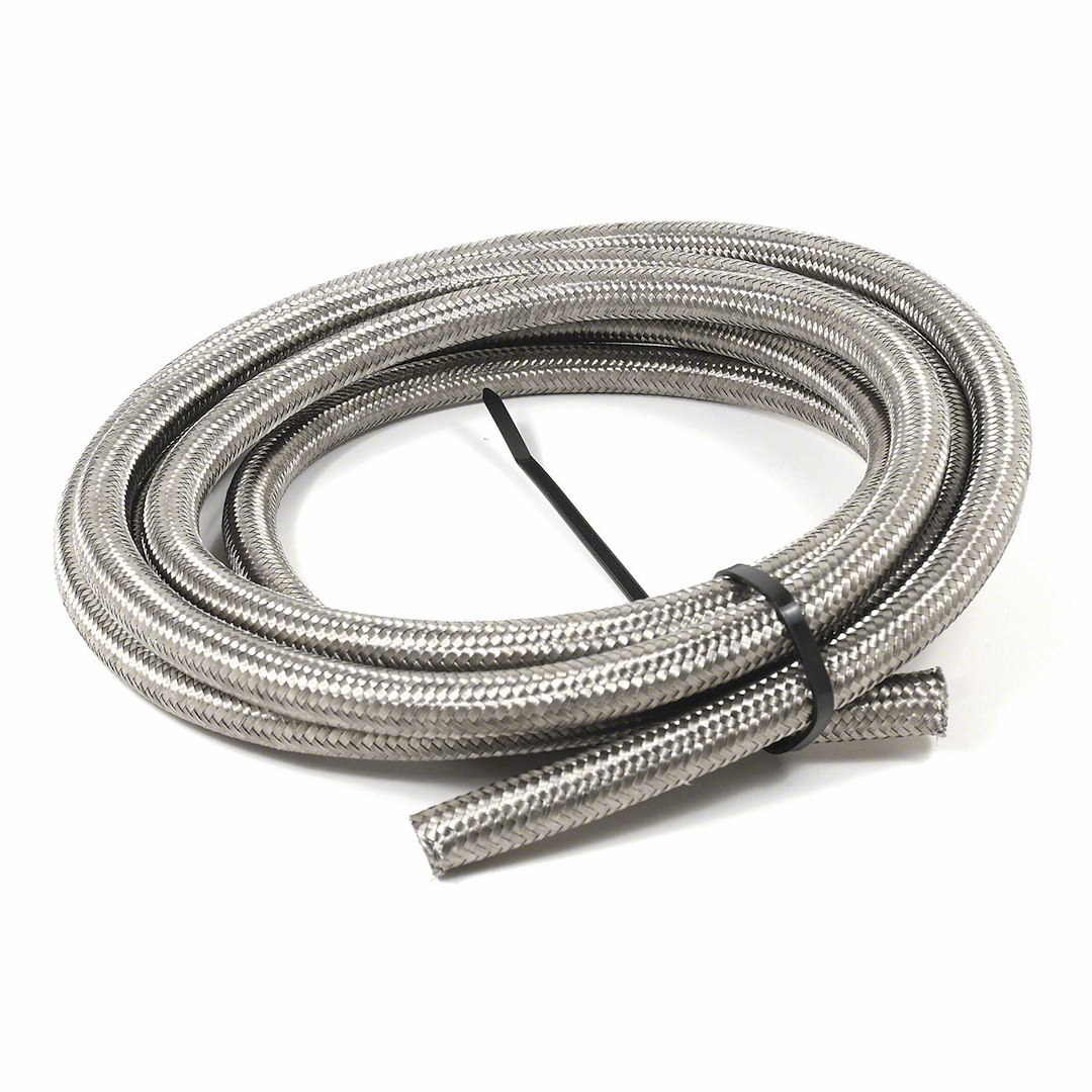 SpeedFX Braided Hose, For Use with Hydrocarbon and Alcohol Based Fuels/ Motor Oil/ Coolant, -10AN, 10 Foot Length, Stainless Steel Braid – 5321010