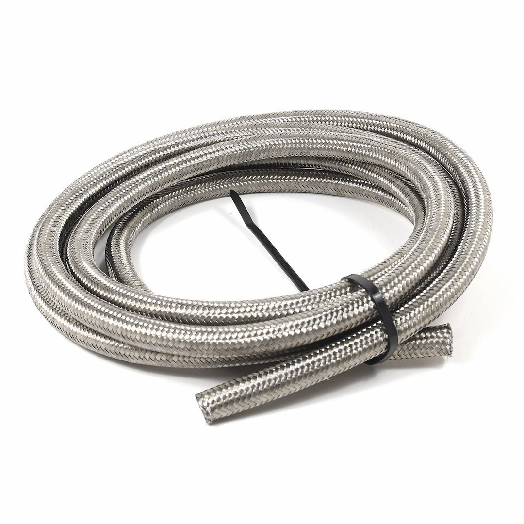 SpeedFX Braided Hose, For Use with Hydrocarbon and Alcohol Based Fuels/ Motor Oil/ Coolant, -10AN, 20 Foot Length, Stainless Steel Braid – 5321020