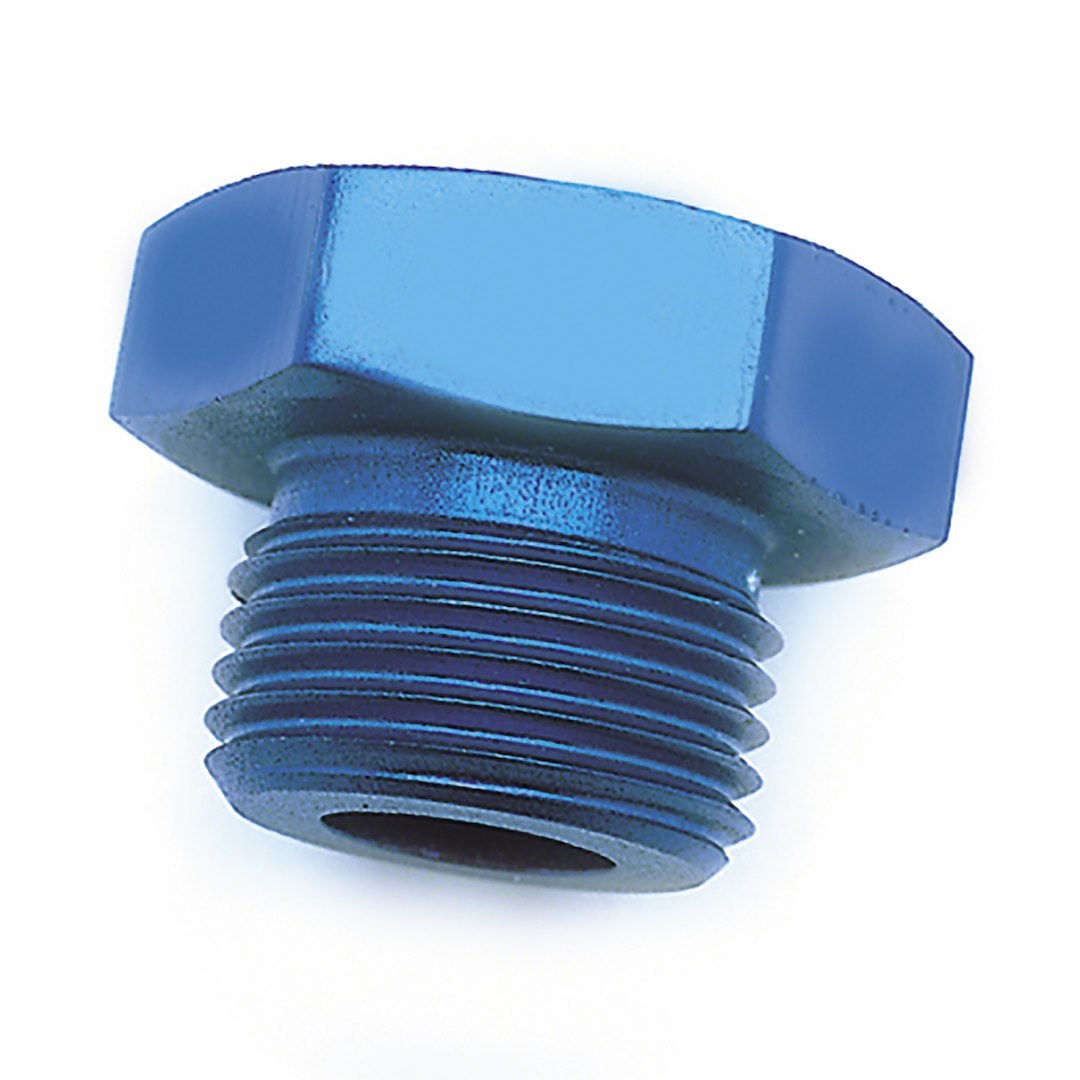 SpeedFX Fitting Plug/ Fitting Cap, Pipe Plug Fitting, -3AN, Anodized, Blue, Aluminum, Single – 560313