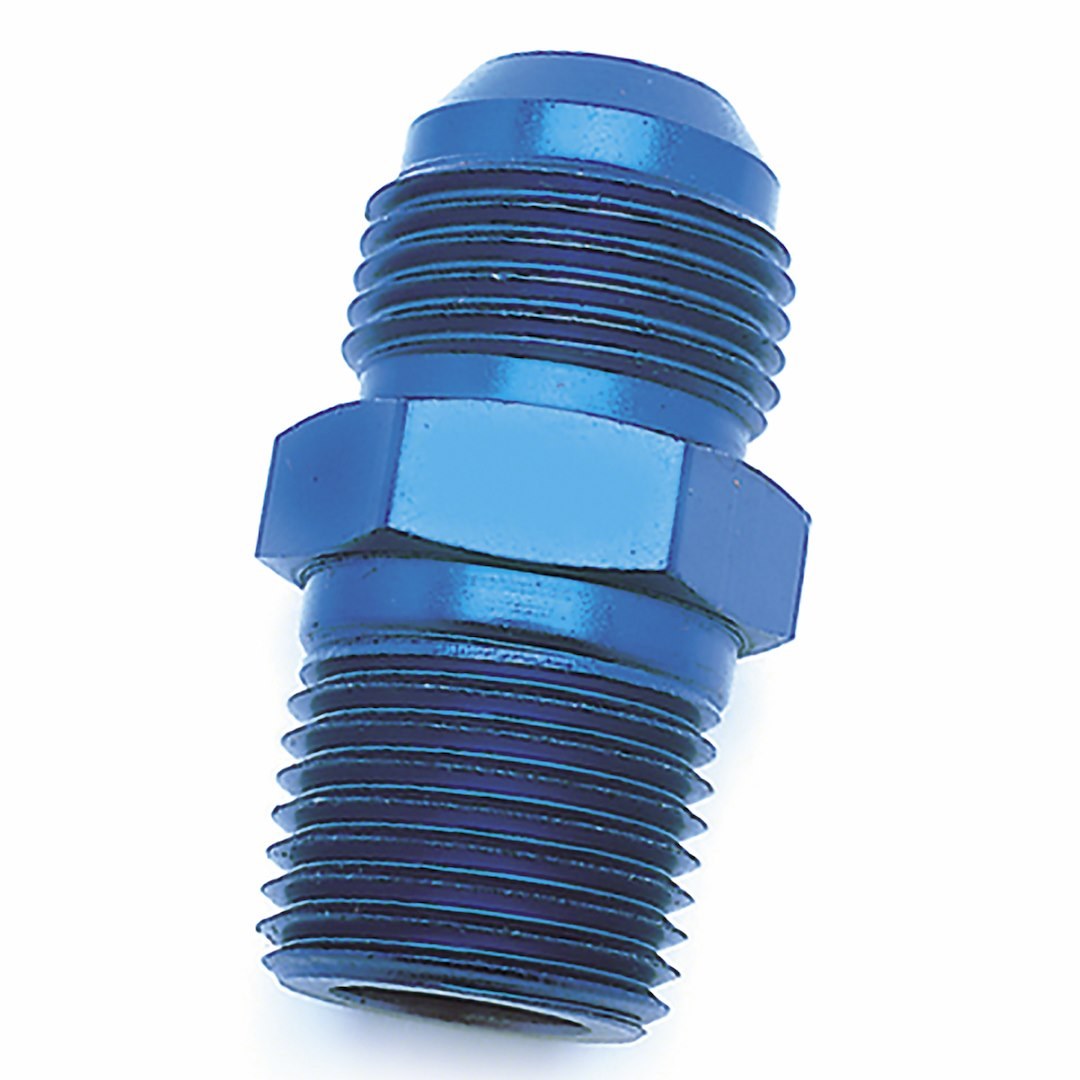 SpeedFX Adapter Fitting, Straight, -4AN X 1/8 NPTF, Blue, Anodized Aluminum, Single – 560416